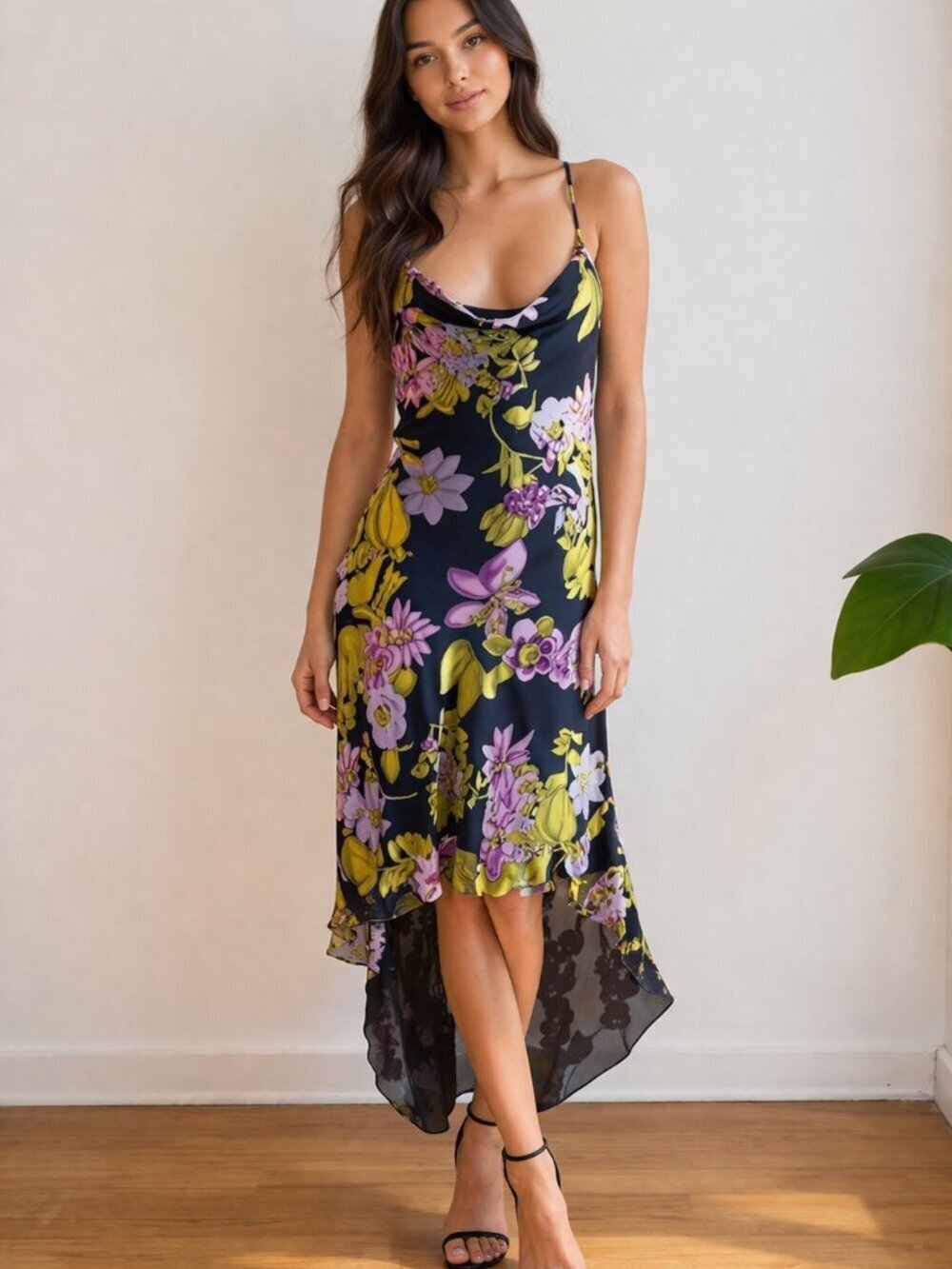 Joseph Ribkoff Bias Cut Floral Slip Dress S/M
